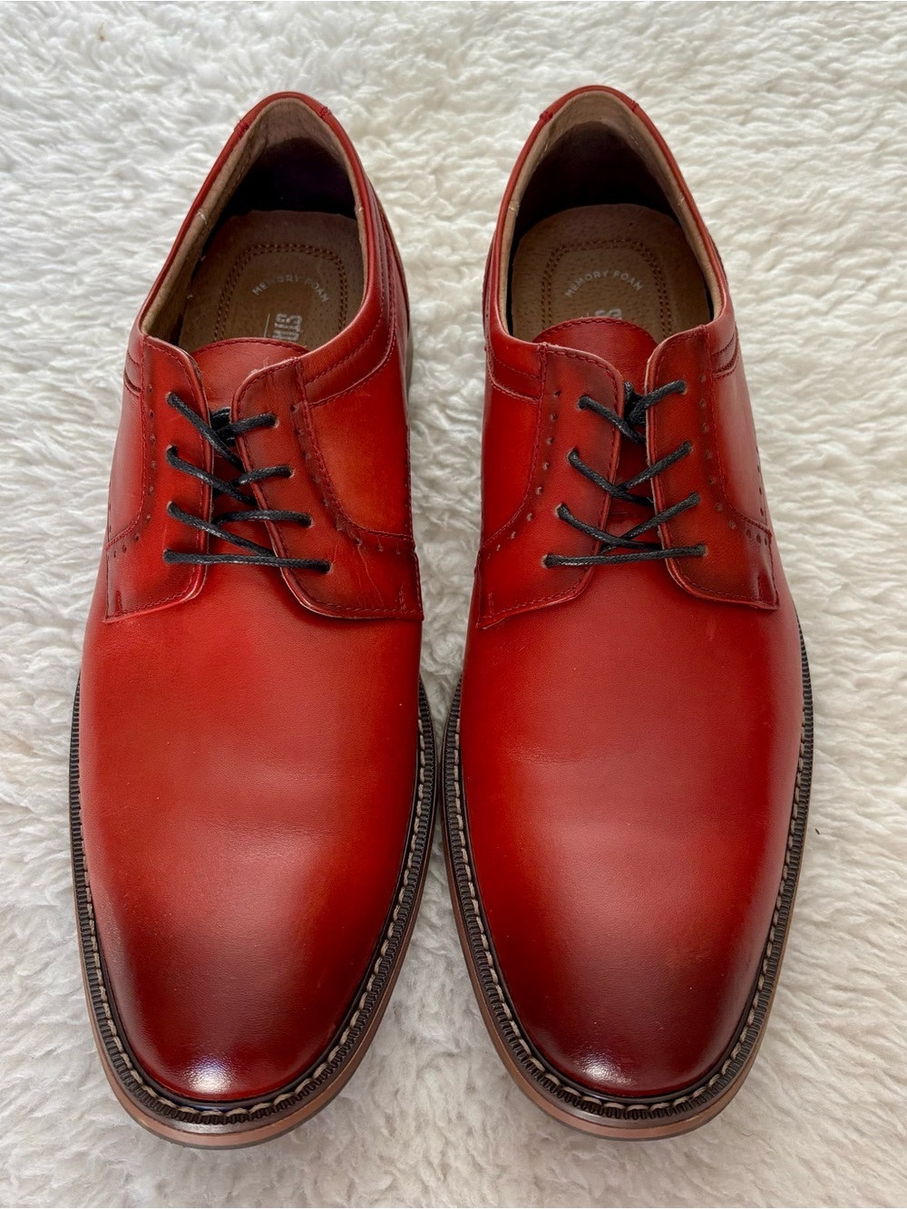 Stacy Adam’s Men's Red/Brown Gradient Leather Memory foam Derby Shoes size 12 M